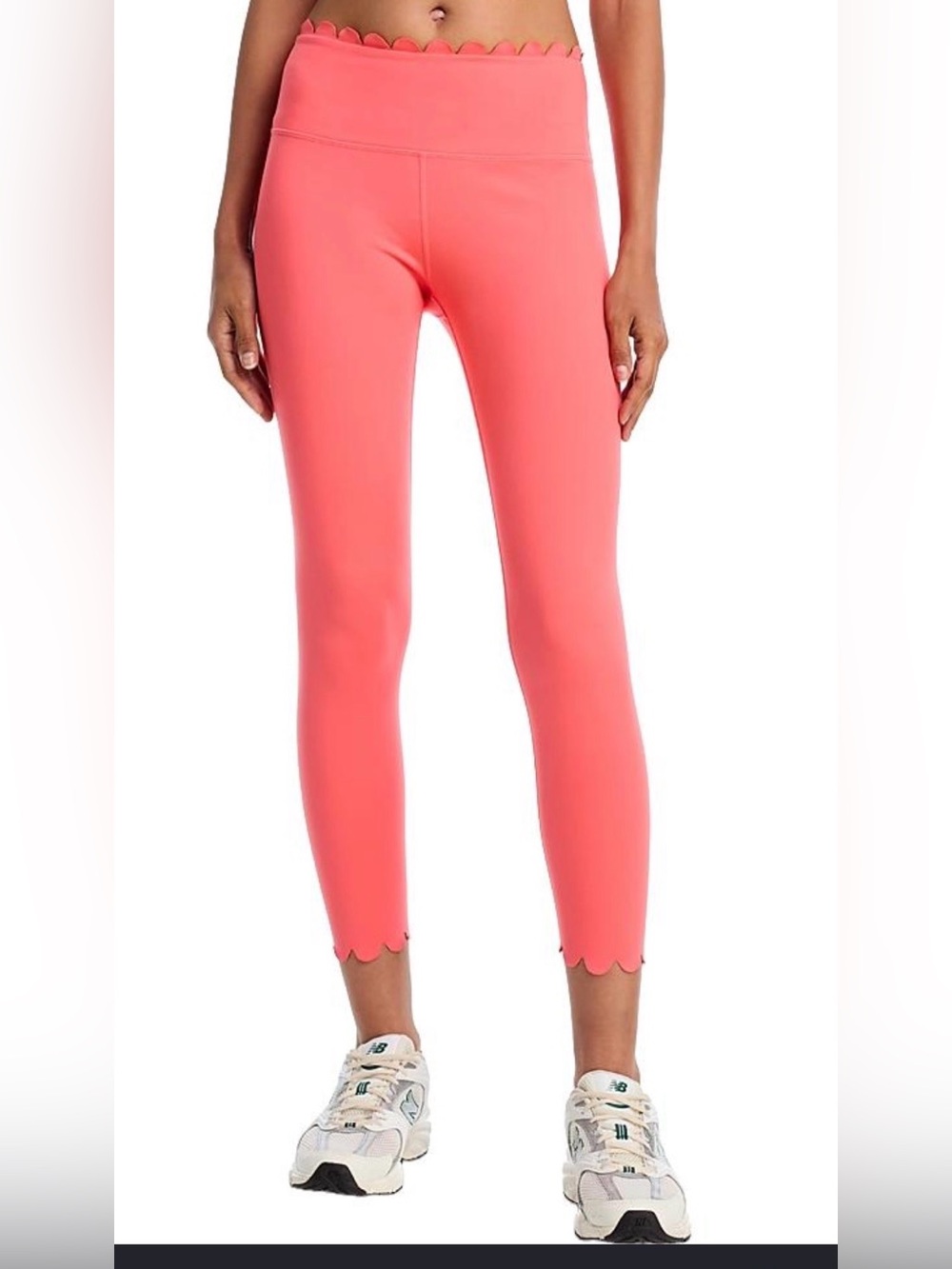 Aqua Coral Scallop-Edge Active Leggings